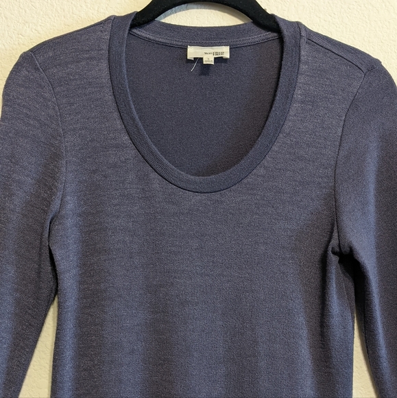 Aritzia Wilfred Free Hi-Low Purple Henley Knit Sweater Top Size Small - Picture 2 of 7